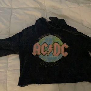 this is a cute cropped ac/dc tie dye hoodie